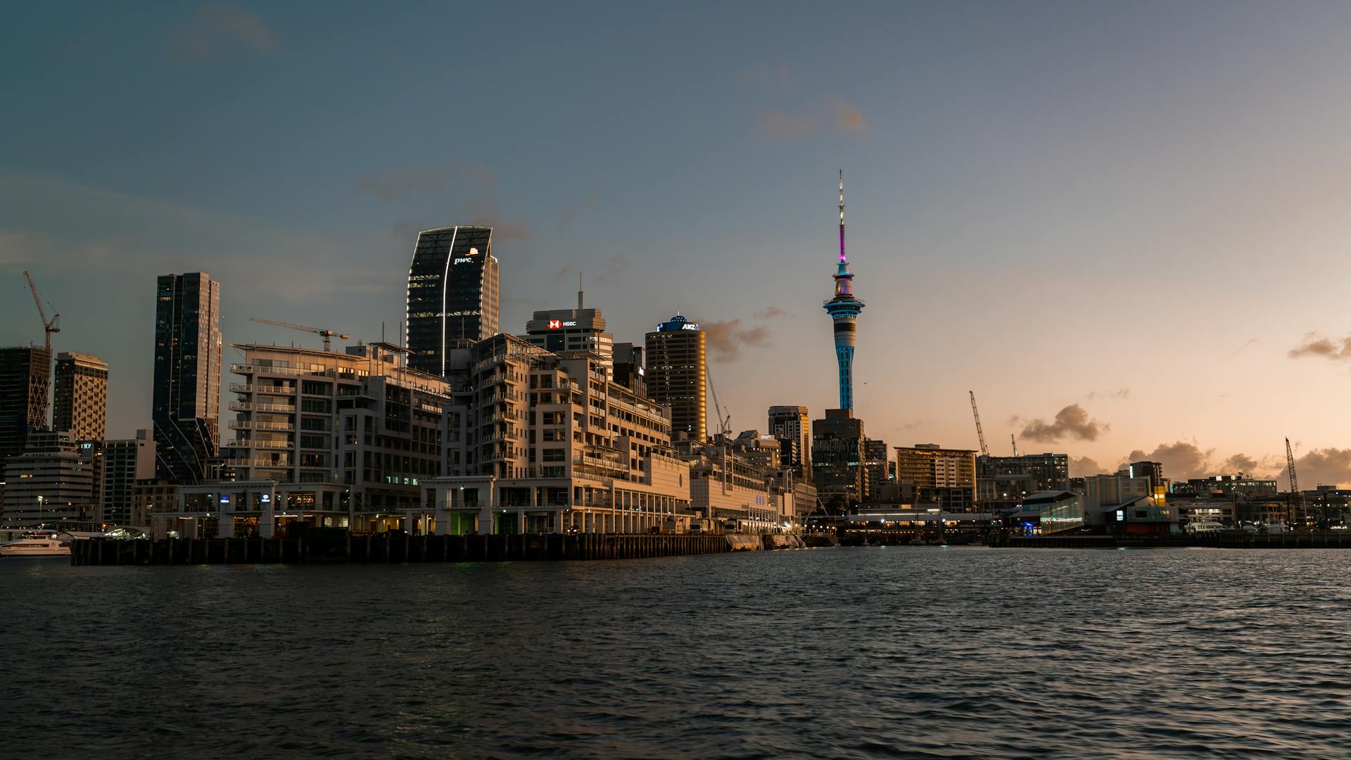 Auckland skyline at dusk